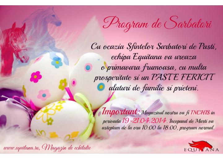 Paşte 2014: Program de Sărbători